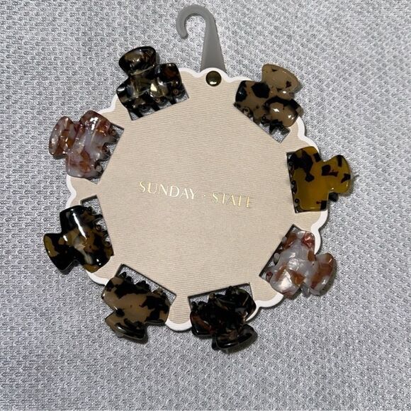 Sunday State Shades of Brown Gold Pink Gray Marble Claw Clips set of 8 - Picture 2 of 5